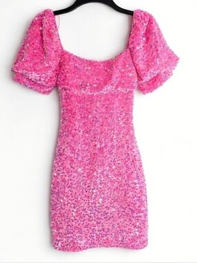 Lena Pink Sequin Party Dress